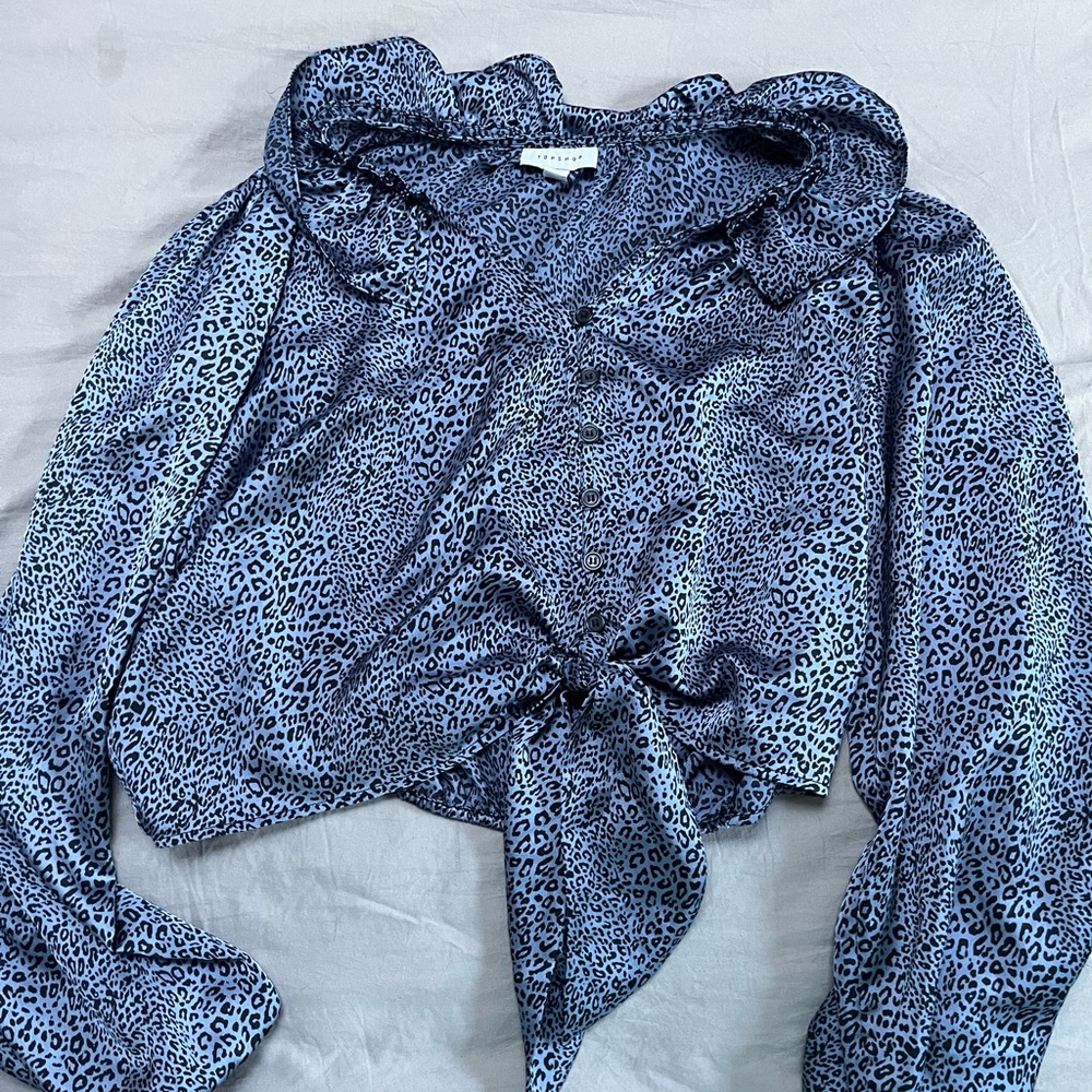 Top shop satin leopard top